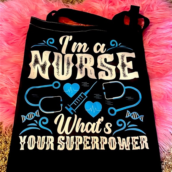 Nurse tote bag “I’m a nurse what’s your superpower” healthcare work bag tote bag - Picture 1 of 5